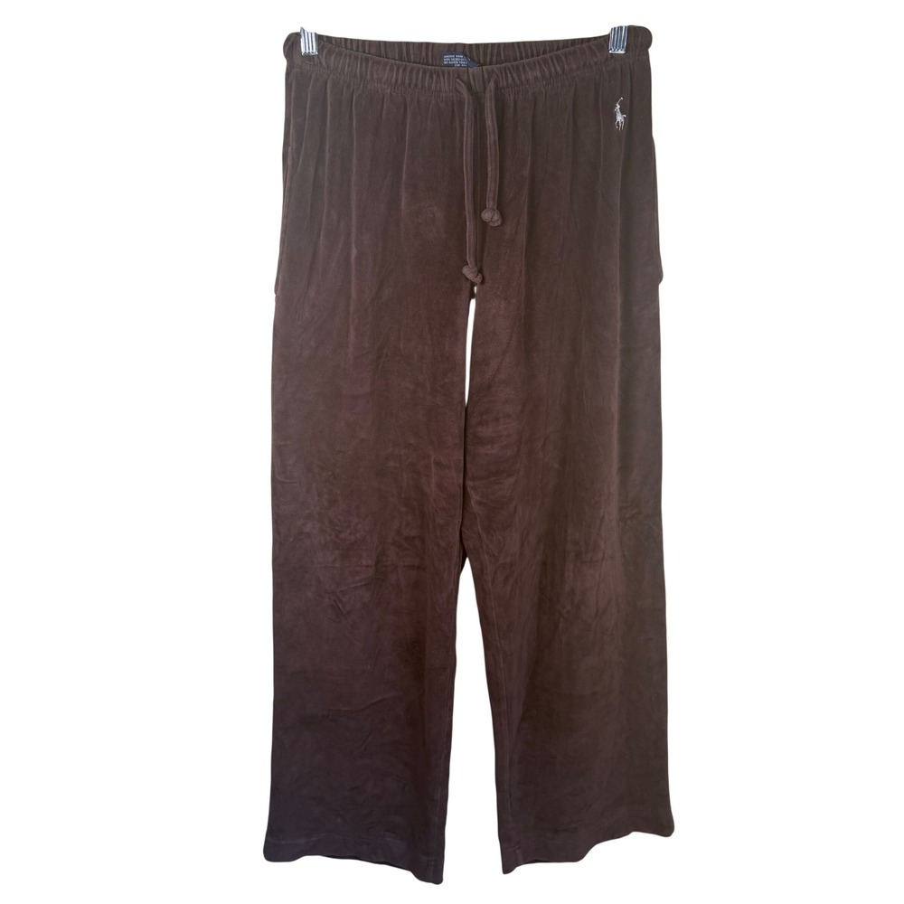 Polo Ralph Lauren Velour Sleep Pants Mens M Brown Pajama Bottoms Loungewear Pony
